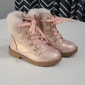 Toddler girl pink winter ankle boots